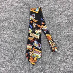 Addiction Tie Mens One Size Black Silk Fishing Geometric Novelty Print Necktie